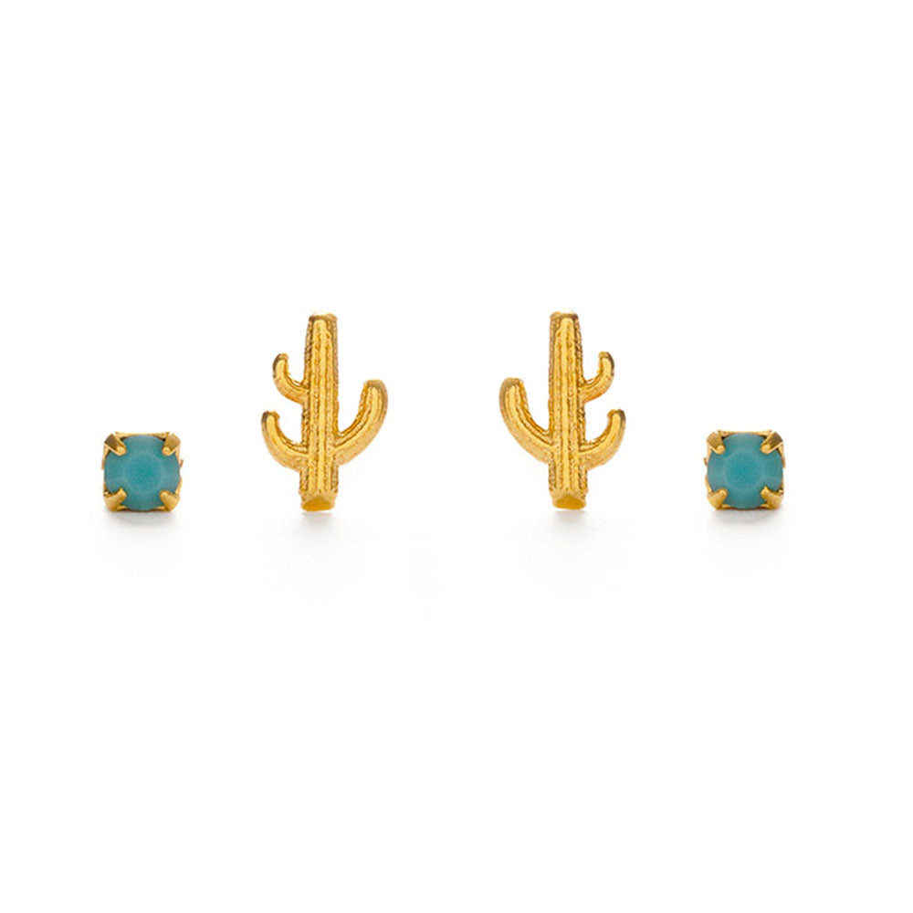 Cactus & Turquoise stud set