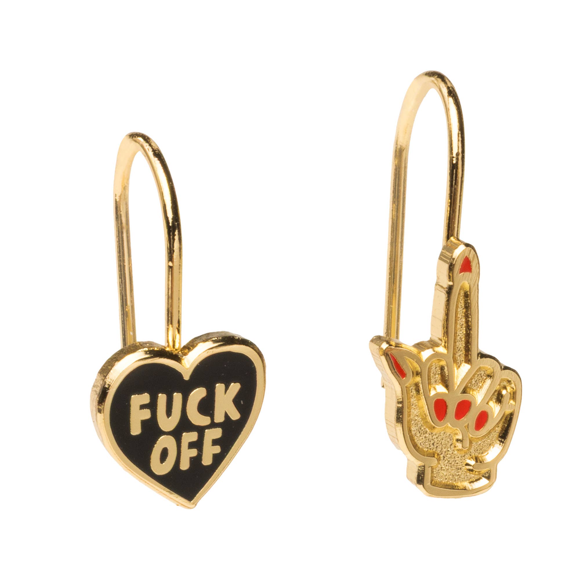Fuck Off Middle Finger Gold Drop Earrings