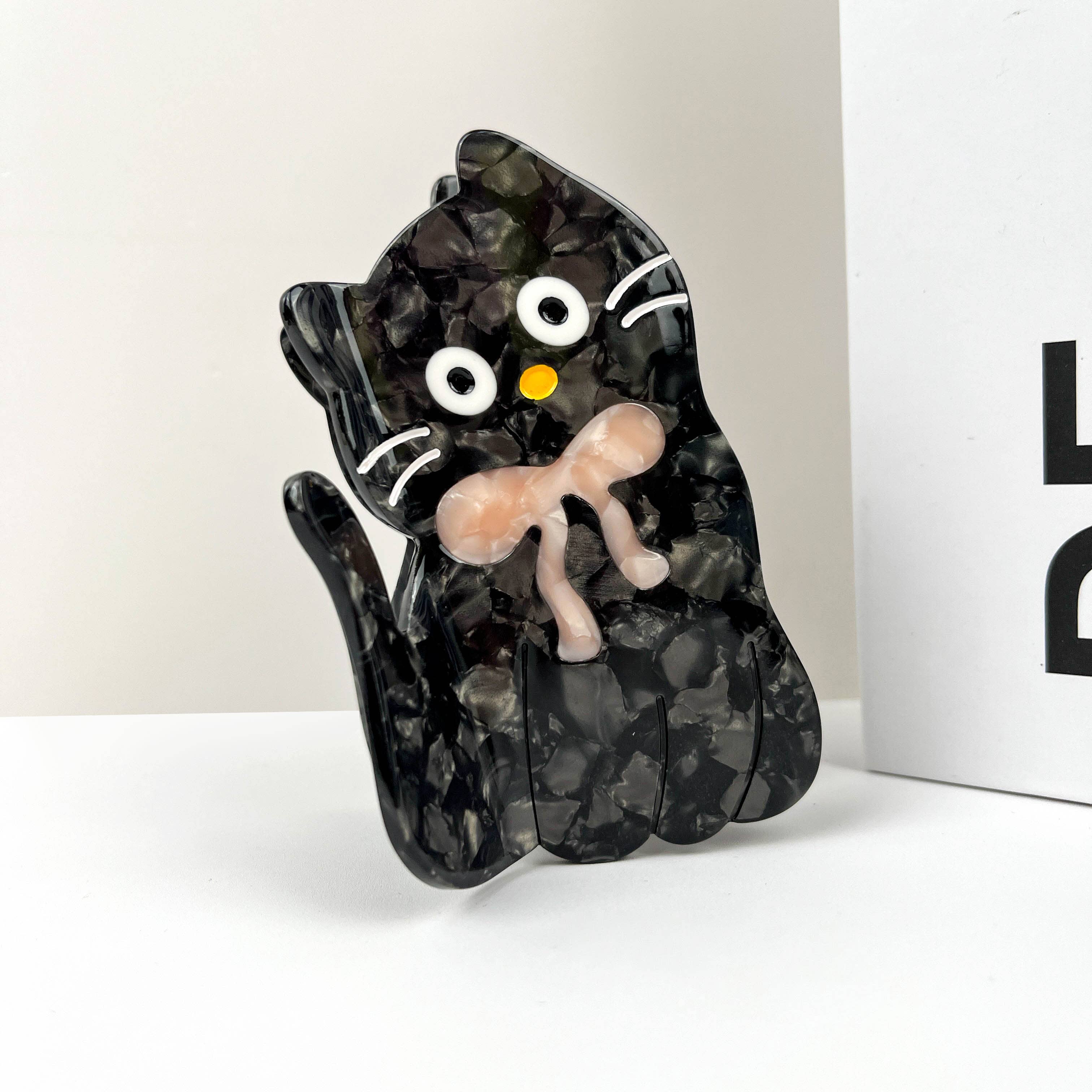 Cat Bow Black Hair Claw