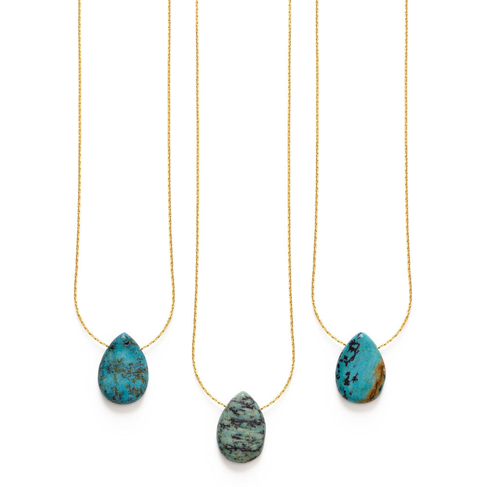 Teardrop Pendant Necklace - Turquoise