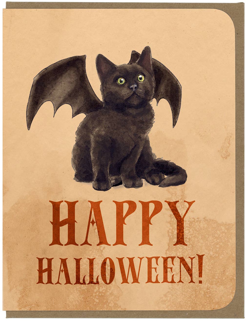 Halloween Bat Kitten Card