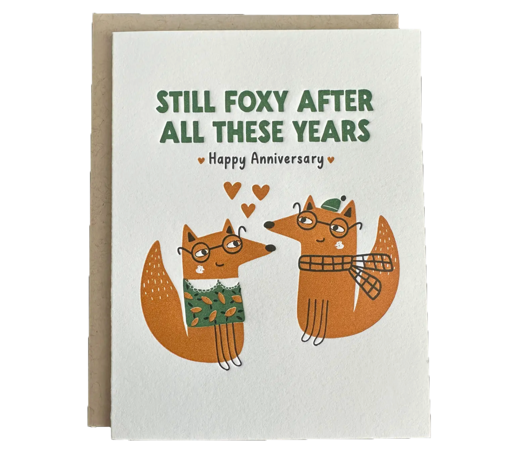 Foxy Anniversary Letterpress card