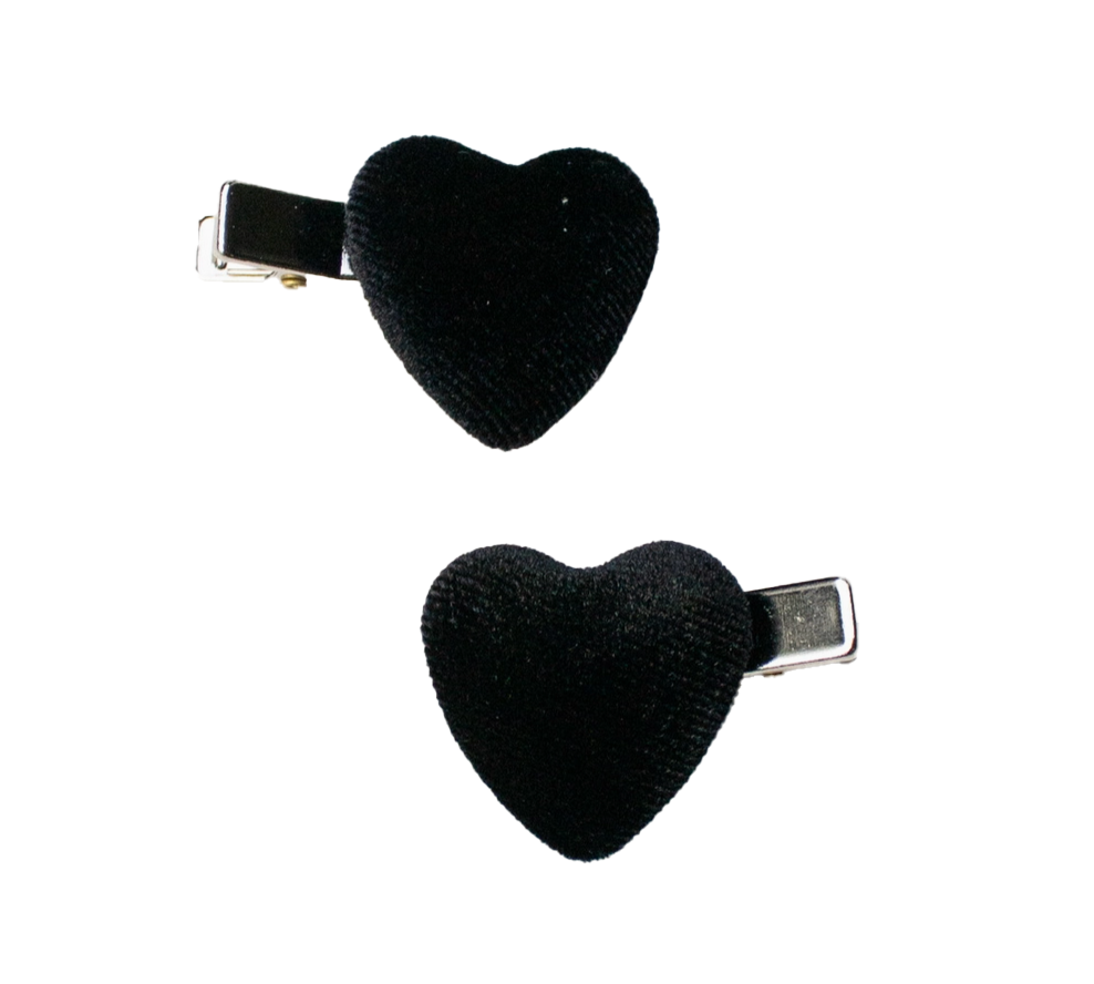 Velvet Heart Hair Clip - Black