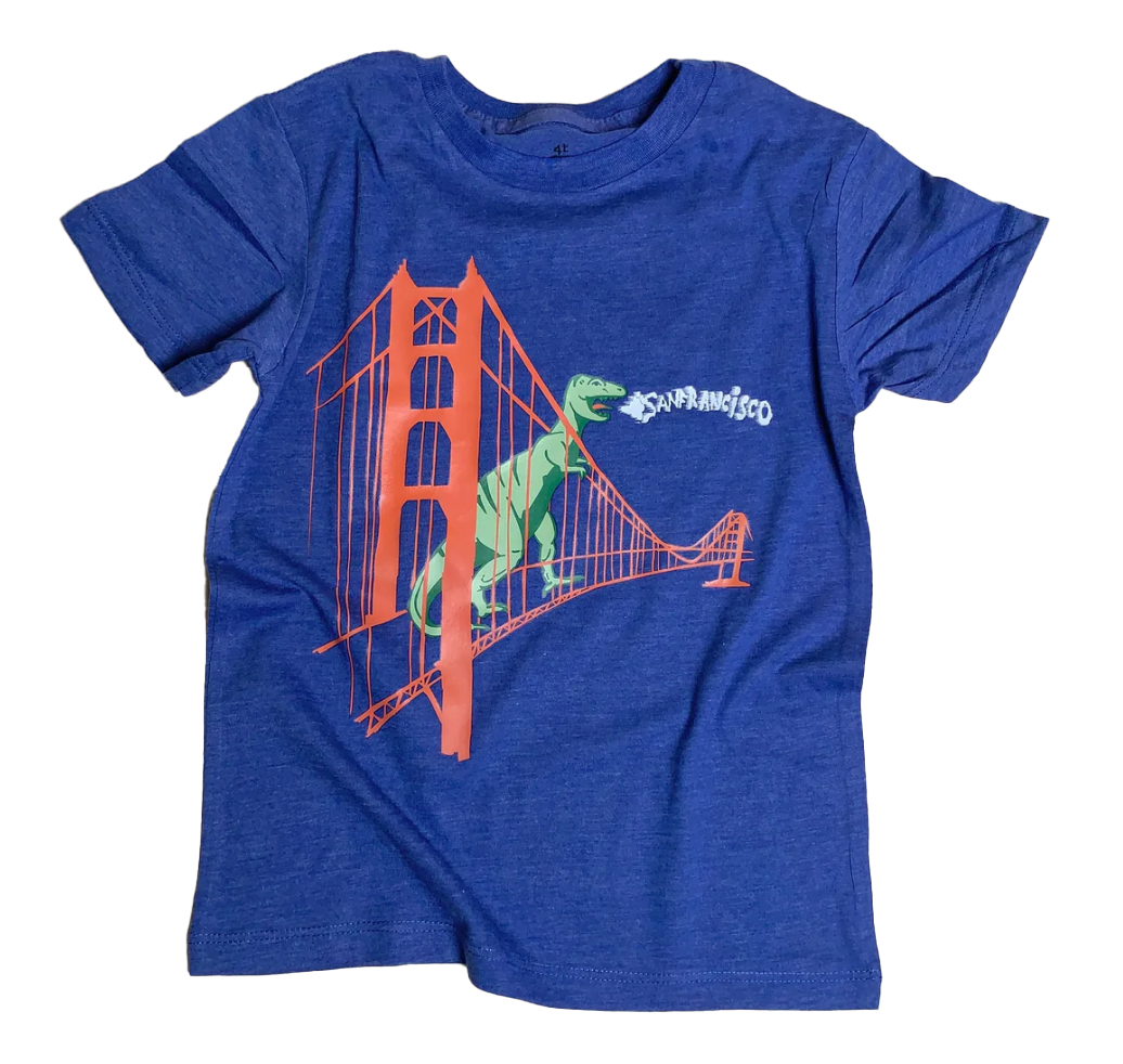 Dinosaur on the Golden Gate Bridge Kid's T-Shirt