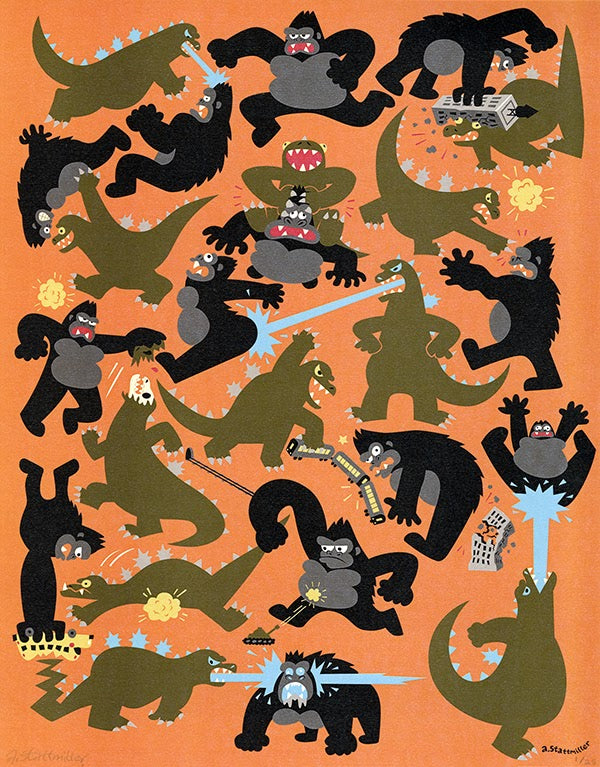 Godzilla vs King Kong Art Print