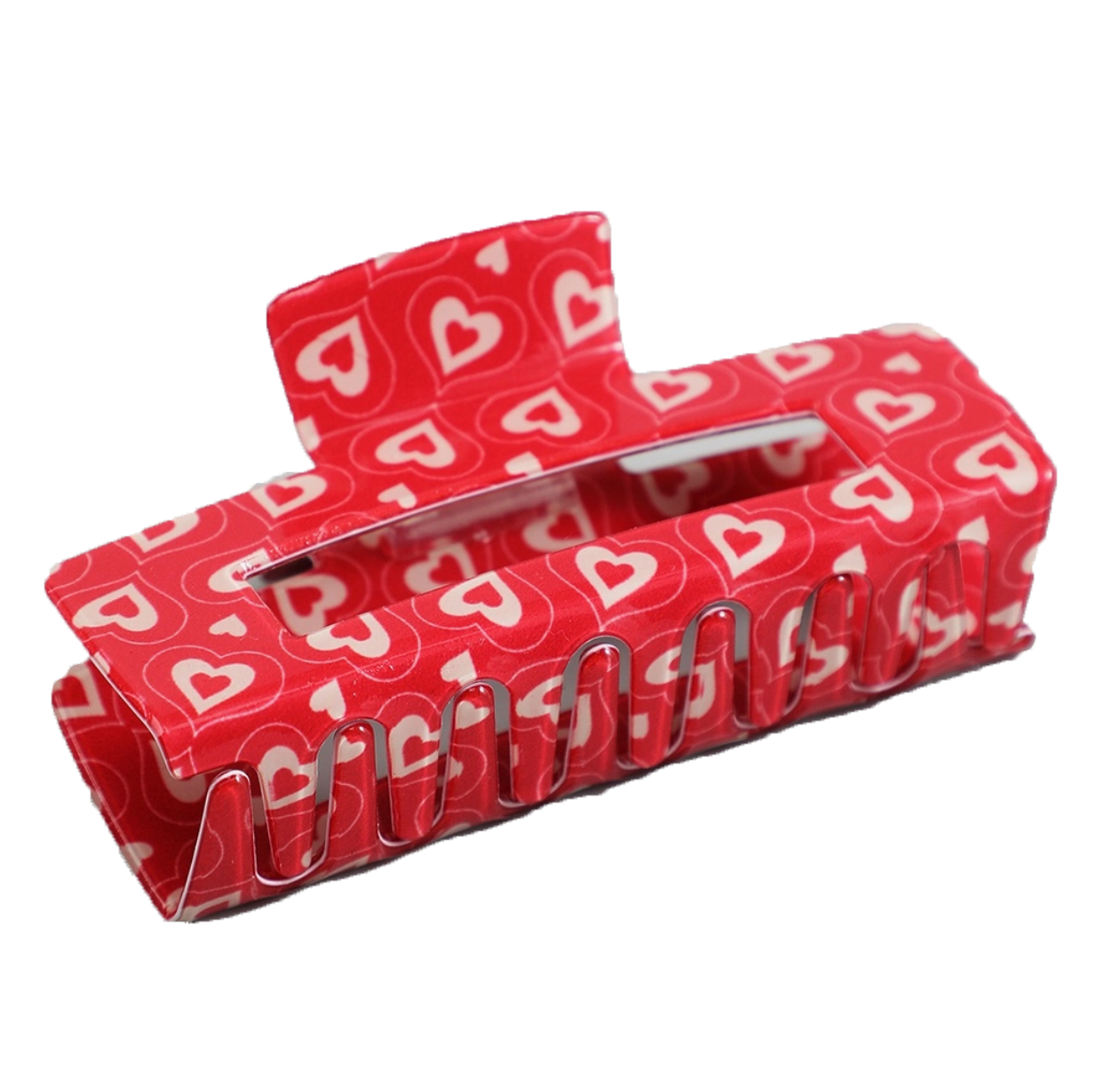 Heart hair claw - Red & White