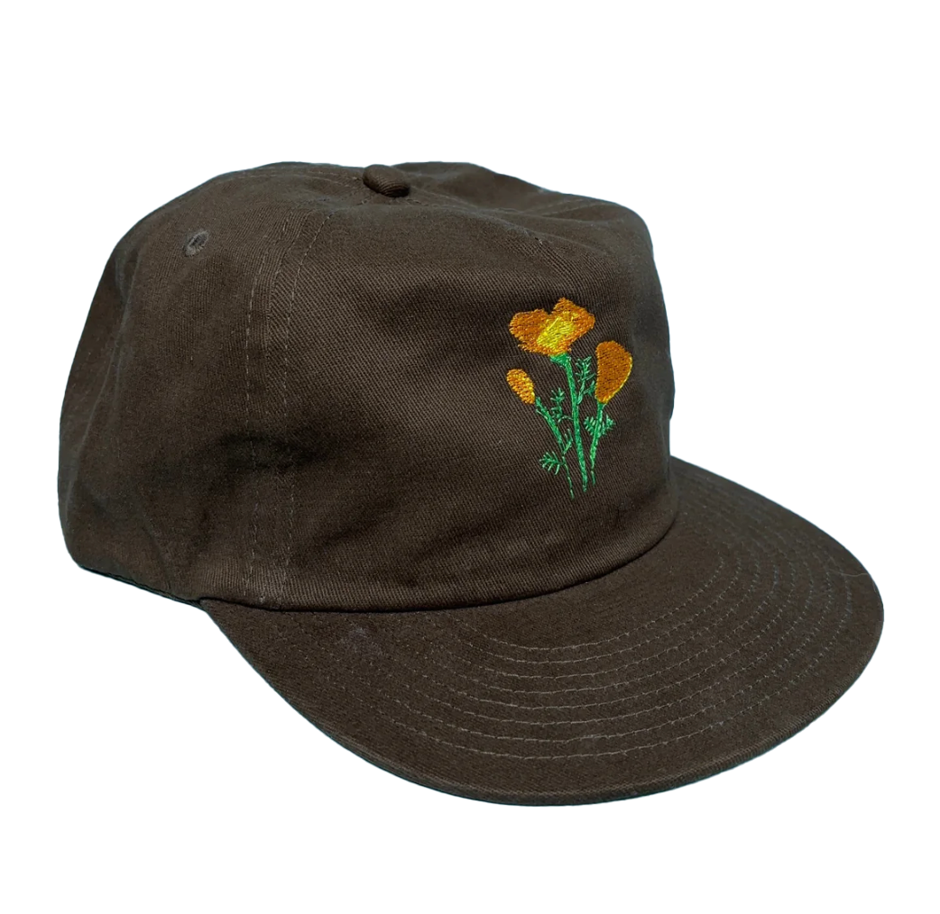 Poppy Embroidered Hat - Black