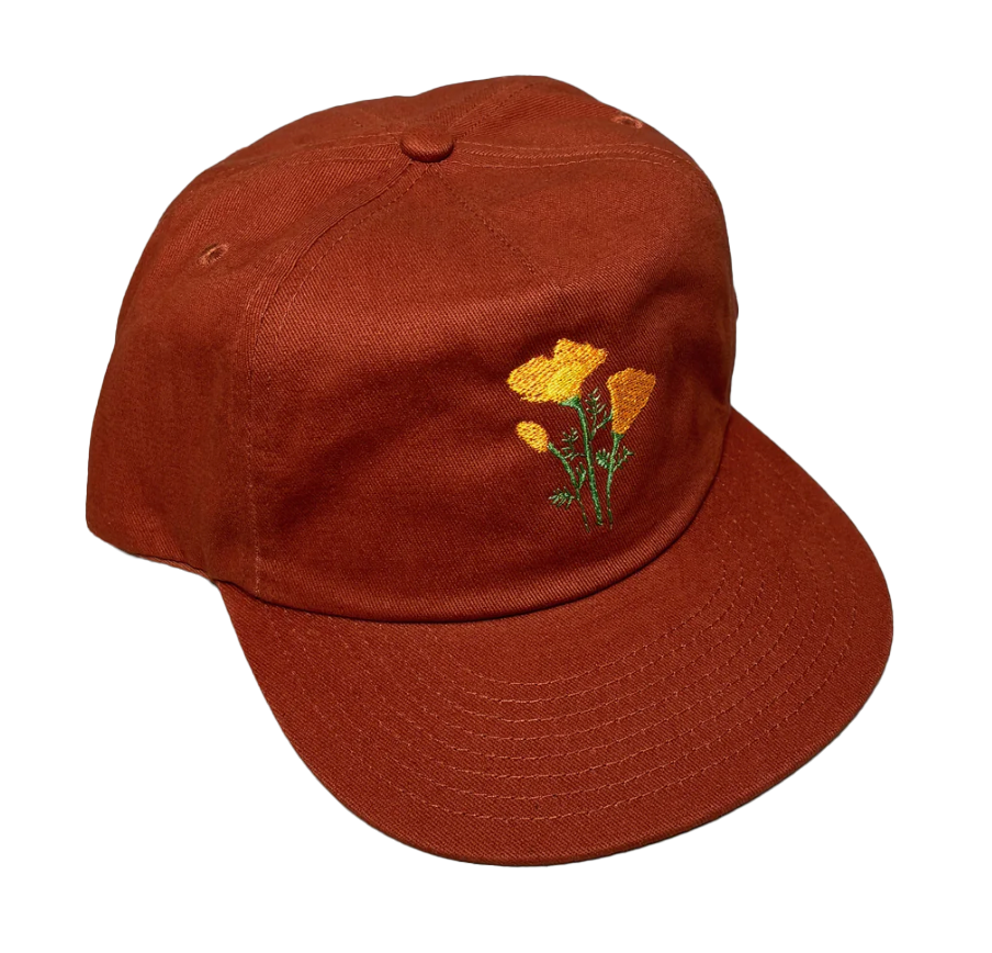 Poppy Embroidered Hat - Rust