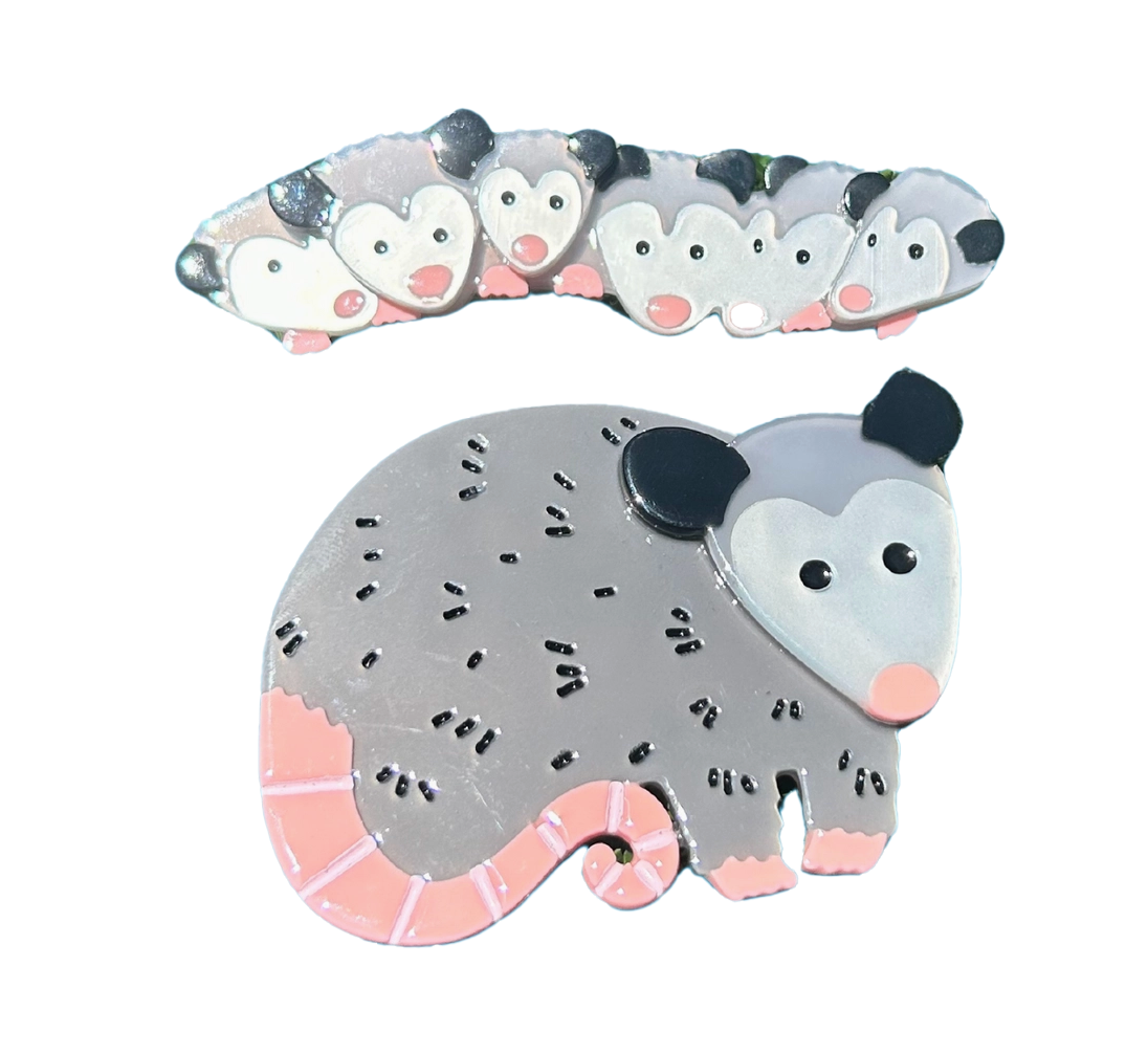 Possum Family Hair Clip Set