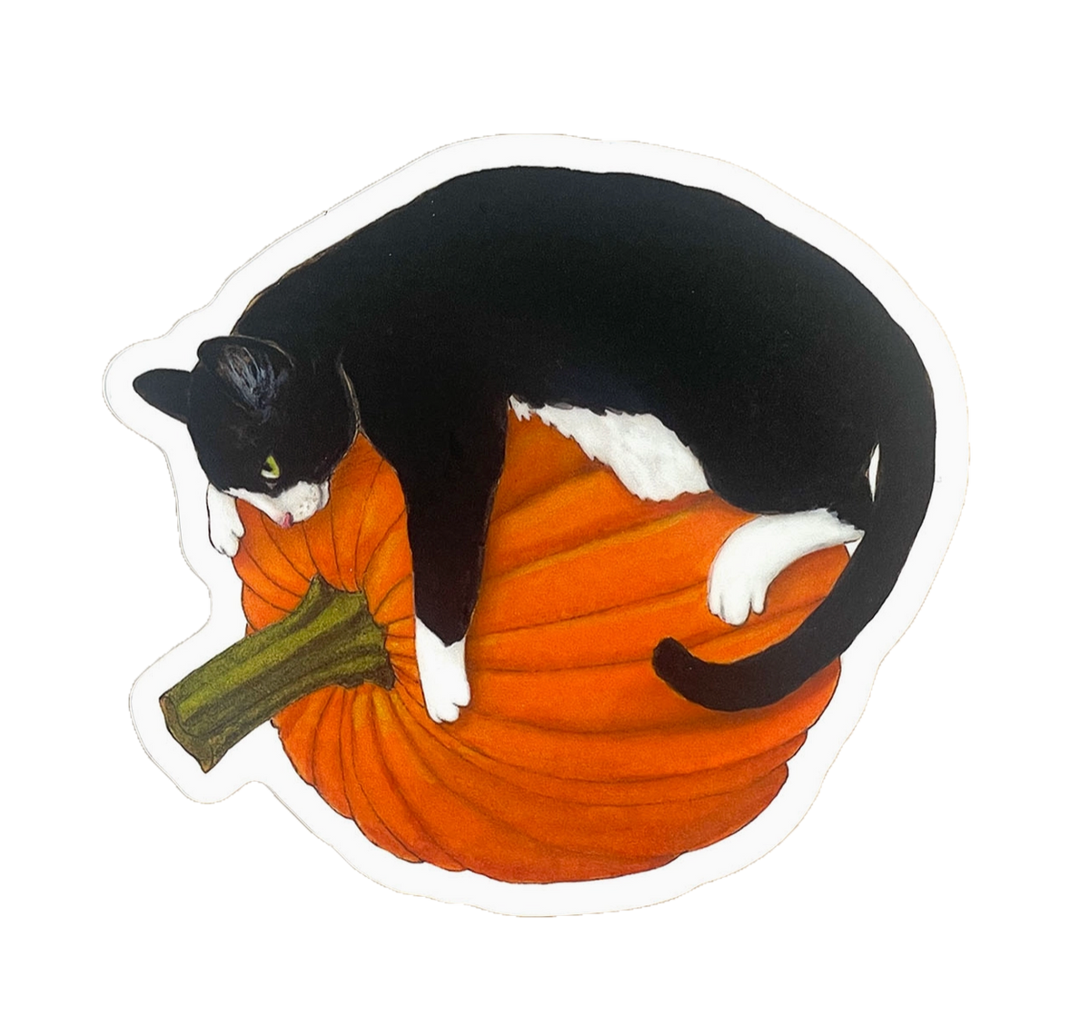 Pumpkin Hugger Cat Sticker