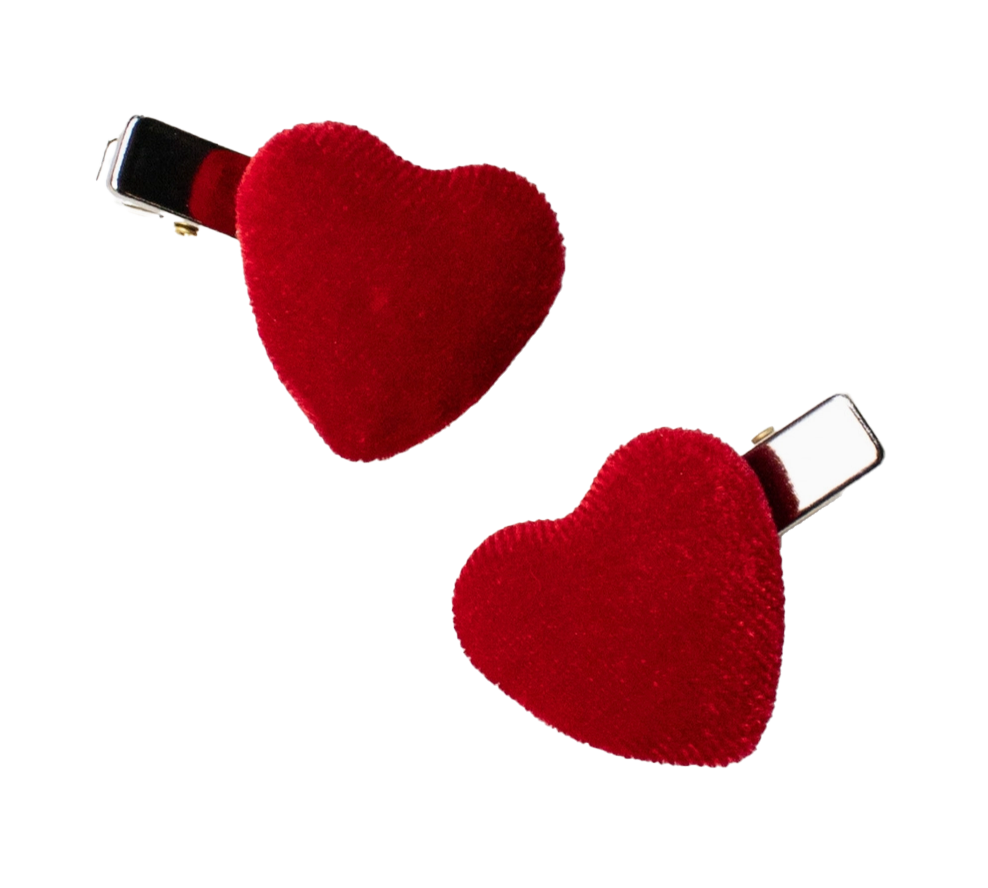 Velvet Heart Hair Clip - Red