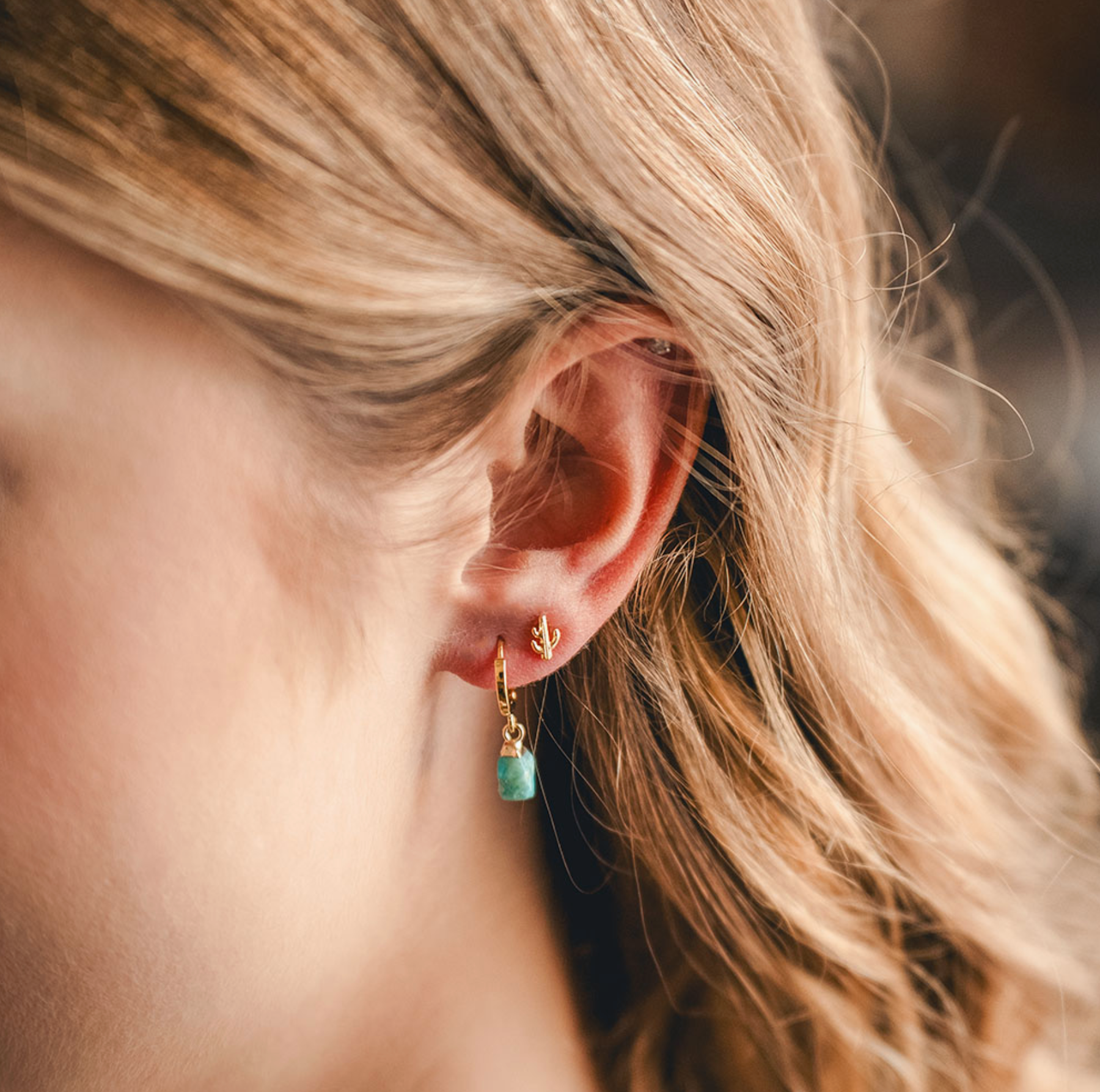 Turquoise huggie earrings