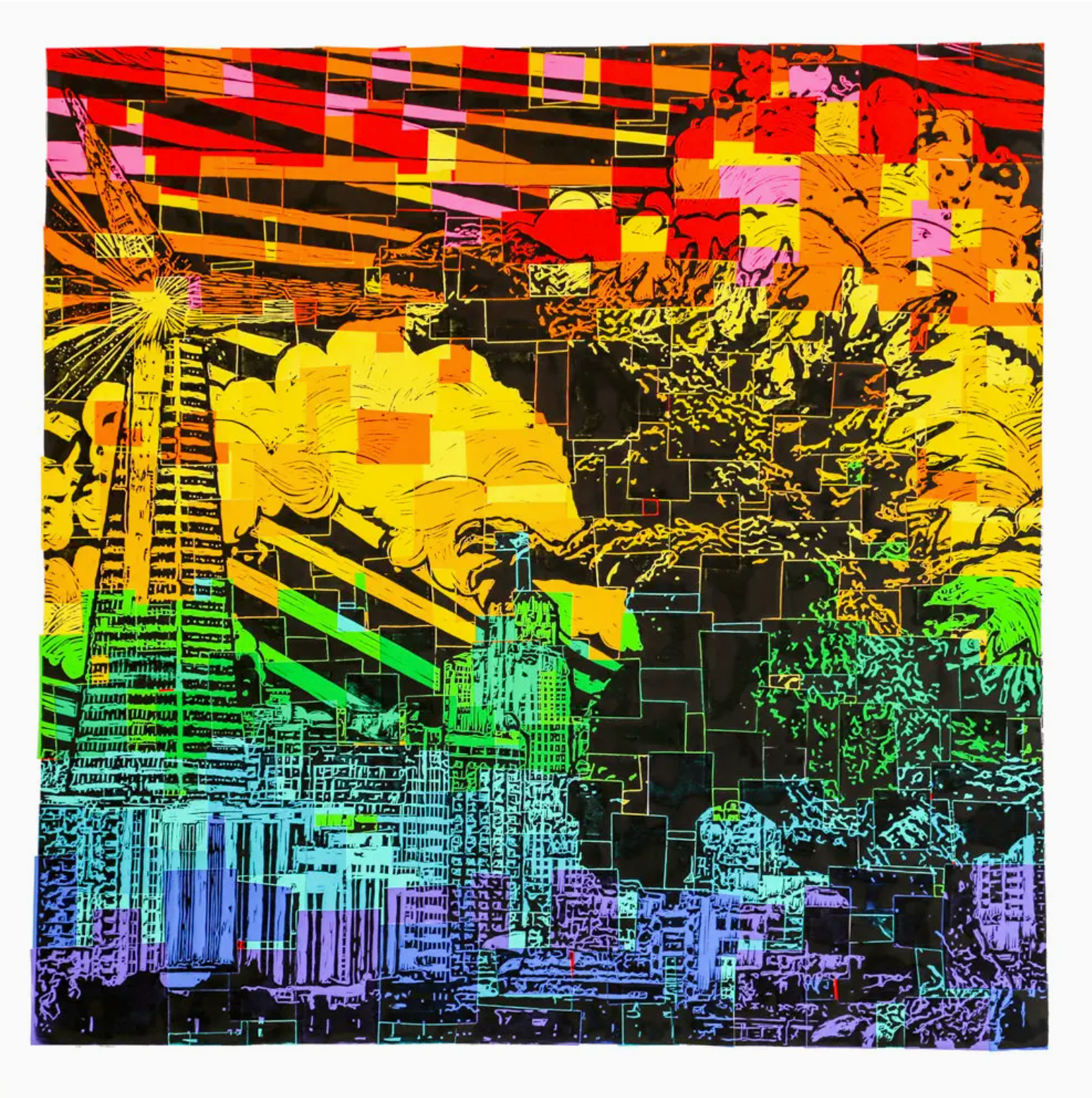 Godzilla art print - Rainbow