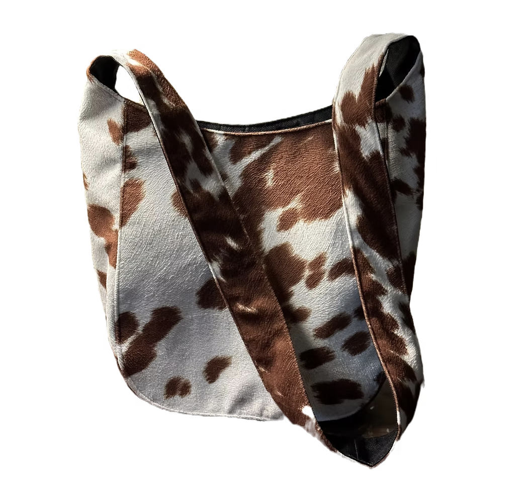 Cow Print Sling Bag - Brown