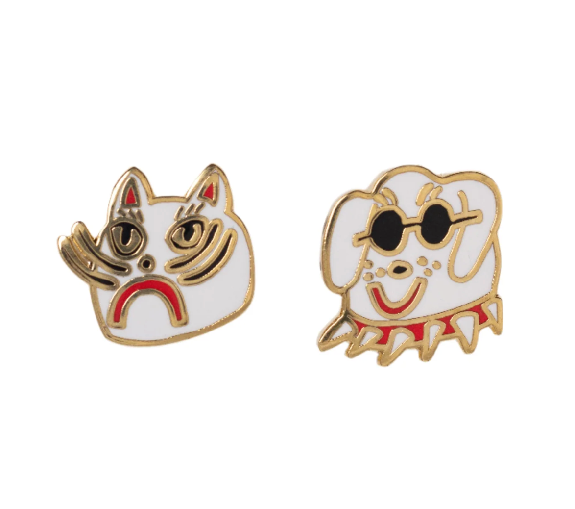 Cat and Dog stud earrings