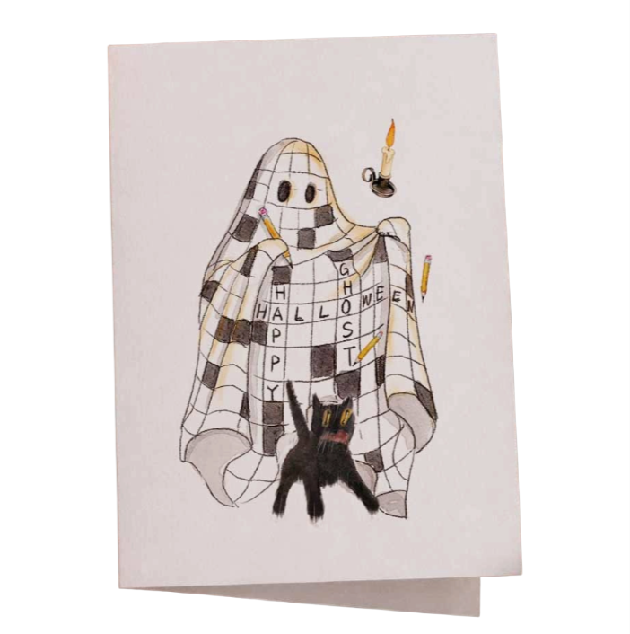Crossword Puzzle Ghost Halloween Card