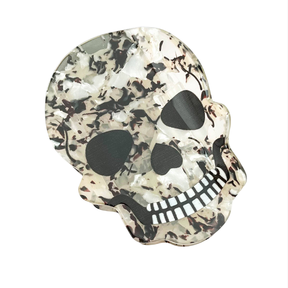 Skull Marbled Black White Hair Claw