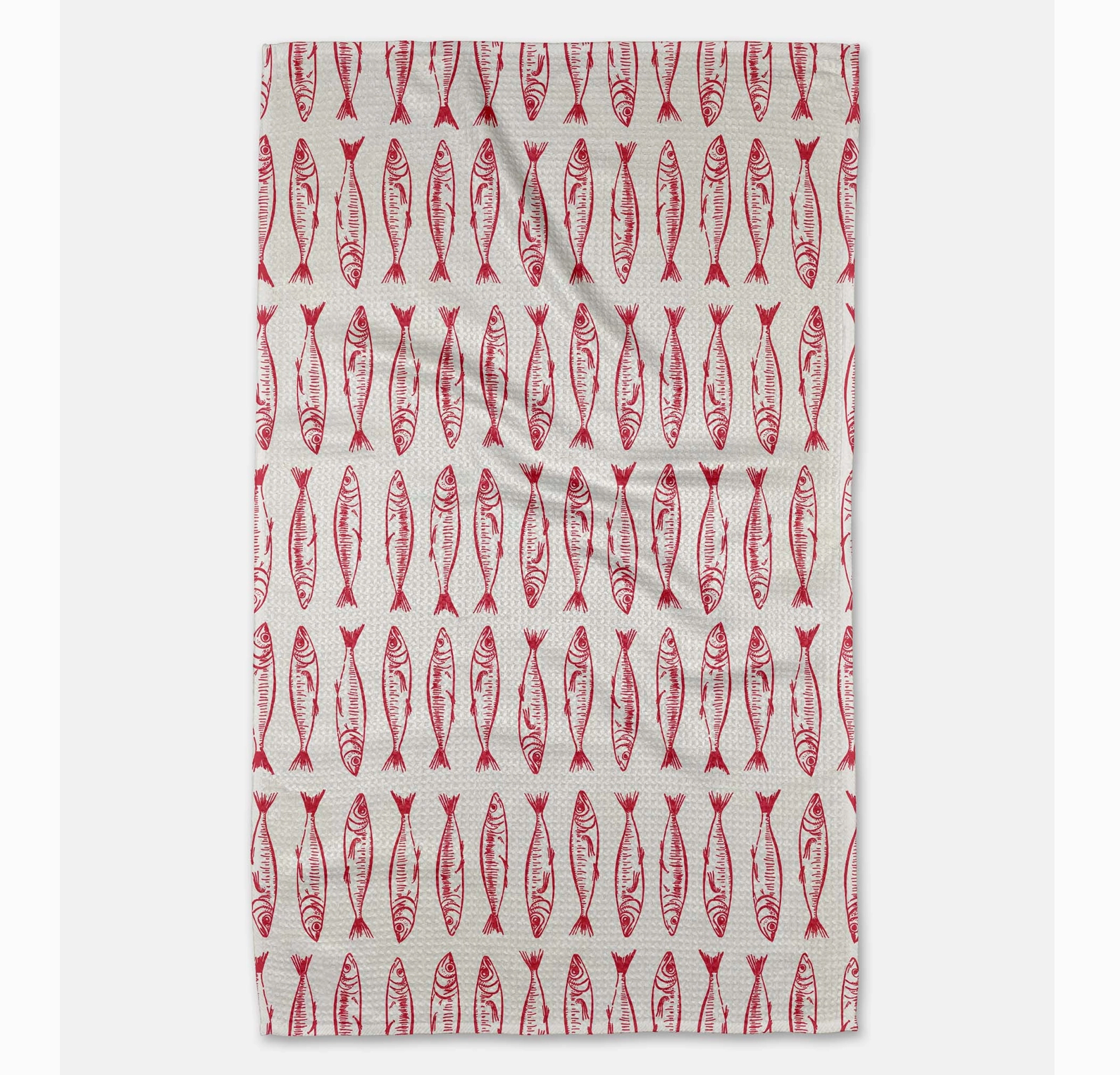 Sardine Red Tea Towel Geometry
