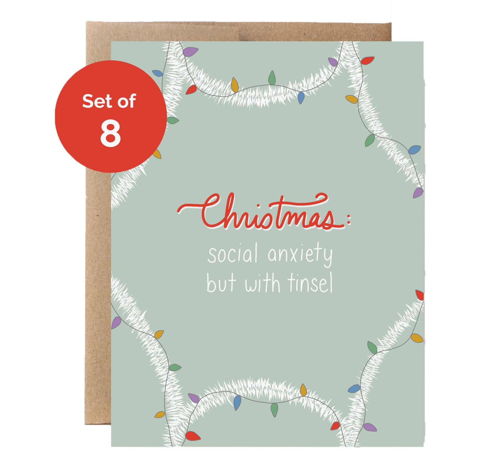 Social Anxiety with Tinsel Greeting Card