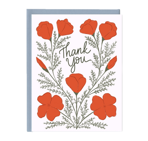 Thank You Poppies Greeting Card