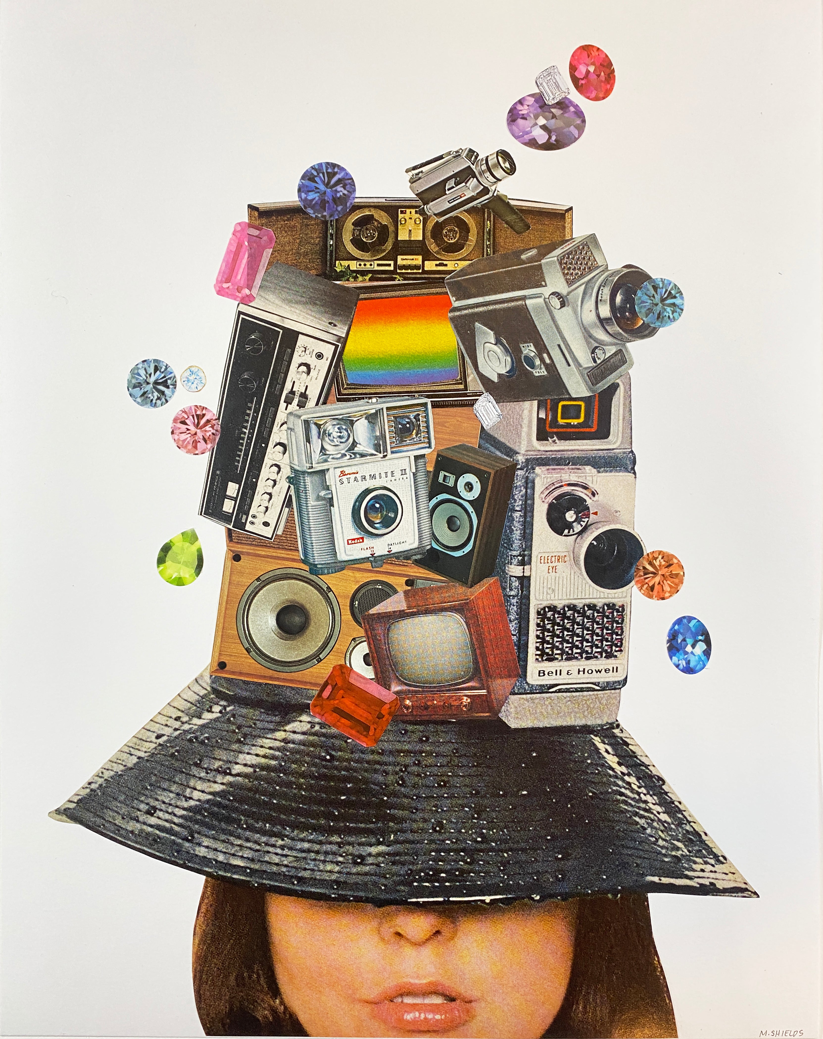 Vintage Camera Lady Collage