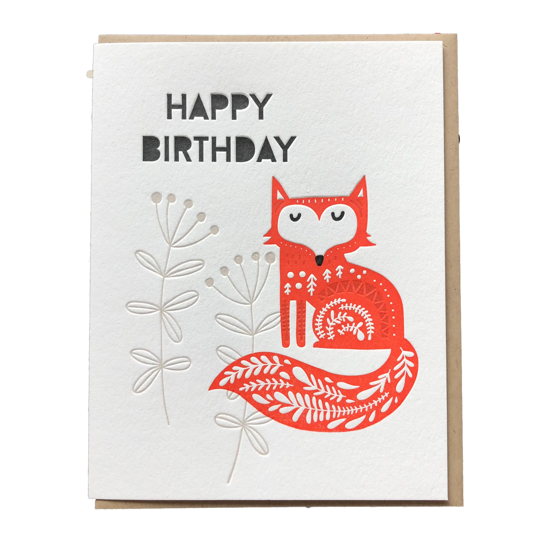 Birthday Fox Letterpress card