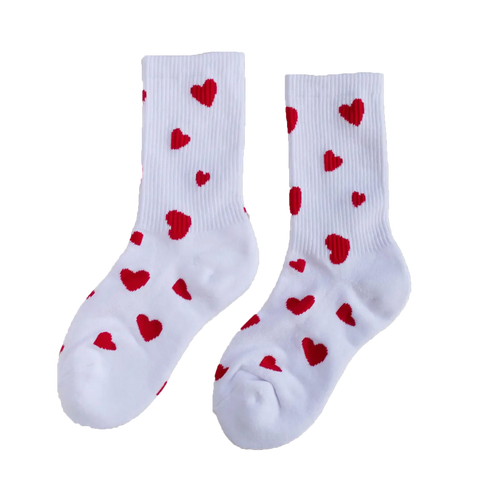 Red and White Heart socks