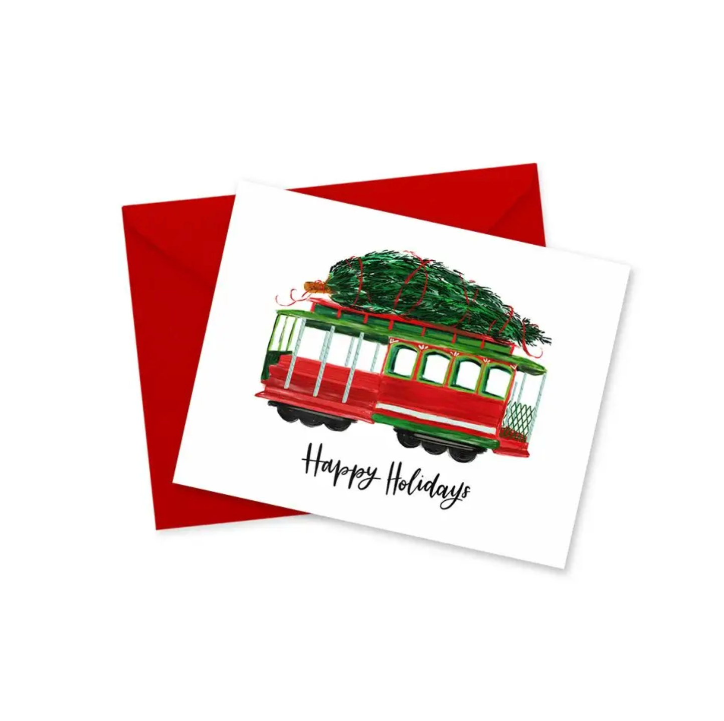 Happy Holidays Trolley Card