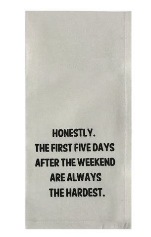 First Five Days tea towel