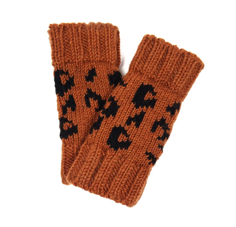 Leopard fingerless mittens