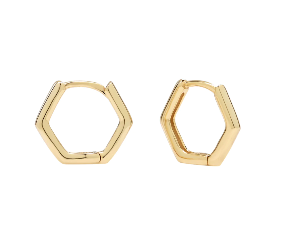 Hexagon Huggie - Gold