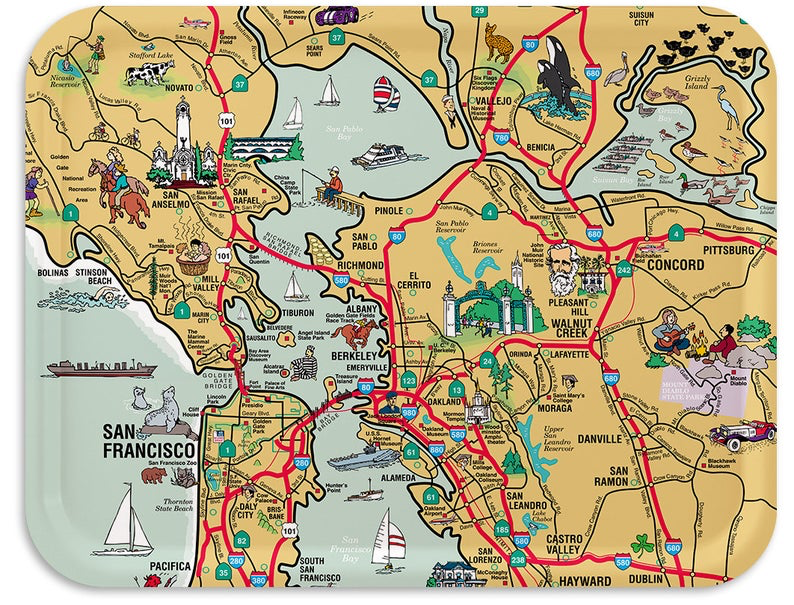Illustrated SF Bay Breakfast tray