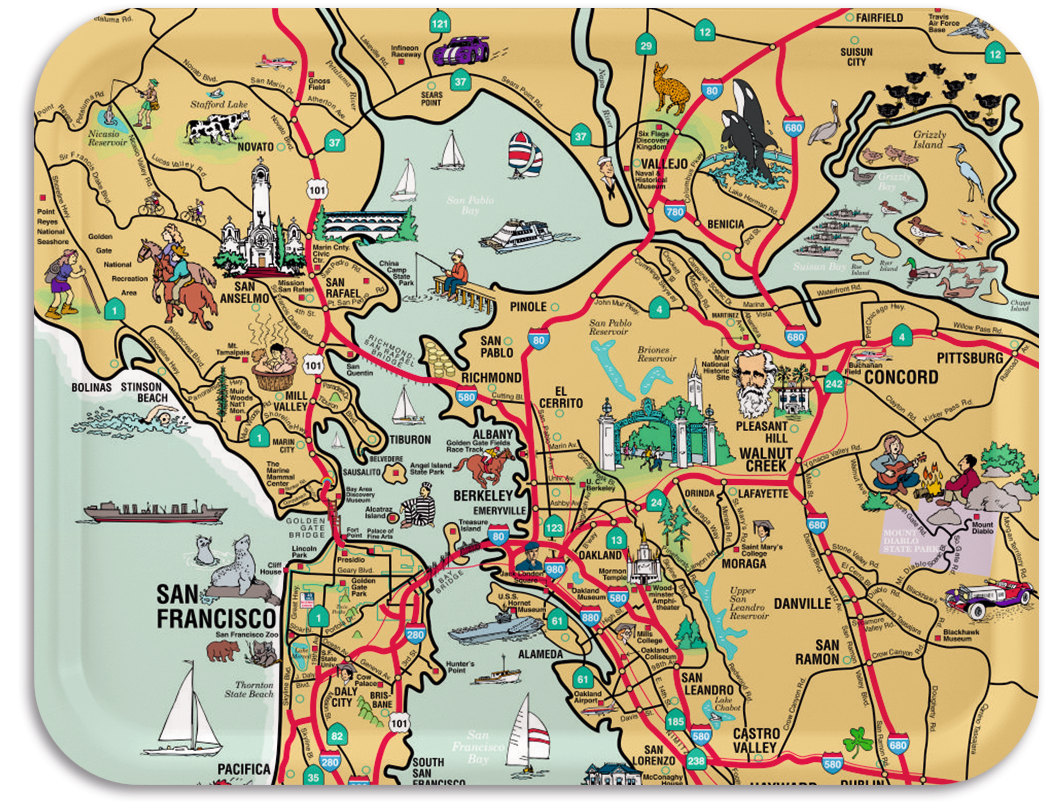 Illustrated SF Bay Serving Tray