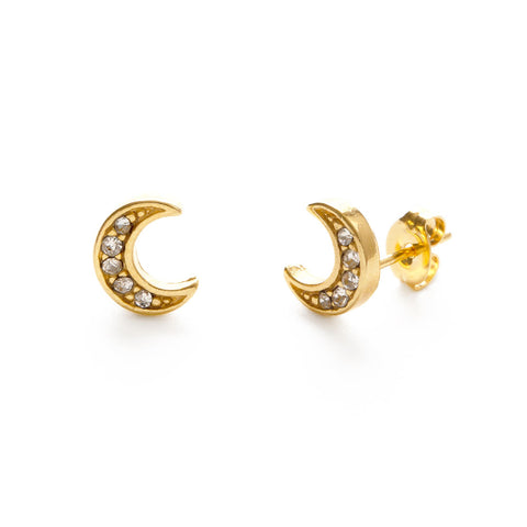 Crescent Crystal Moon studs