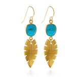 Palm Leaves and Turquoise drop earrings