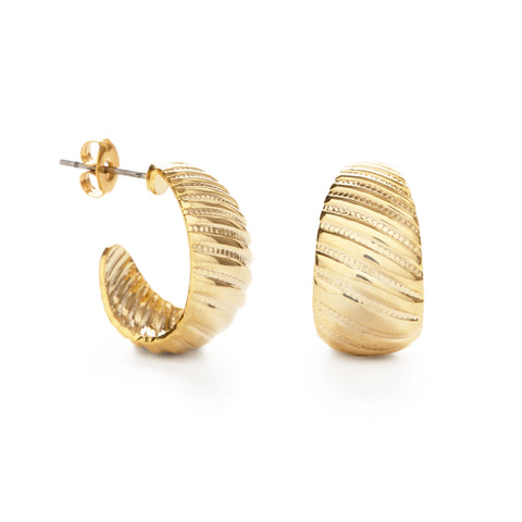 Vintage Shell Gold Hoops
