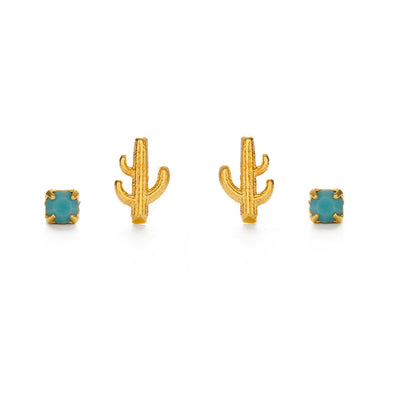 Cactus & Turquoise stud set