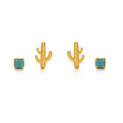 Cactus & Turquoise stud set