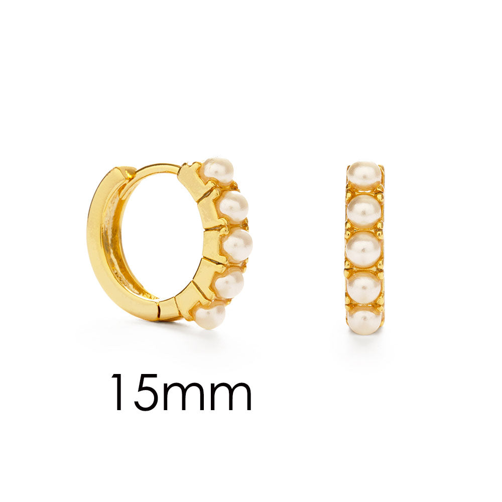 Pearl Huggie Earrings - 15mm