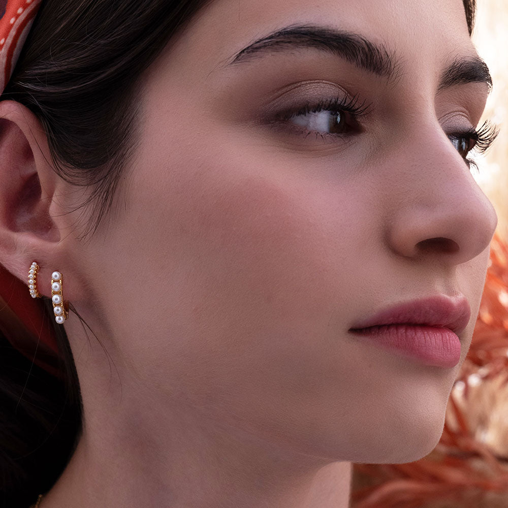 Pearl Huggie Earrings - 15mm