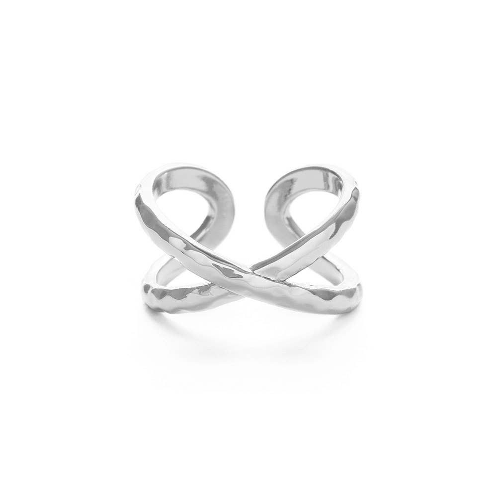 Cross Over Hammered Ring