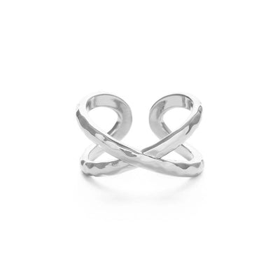 Cross Over Hammered Ring
