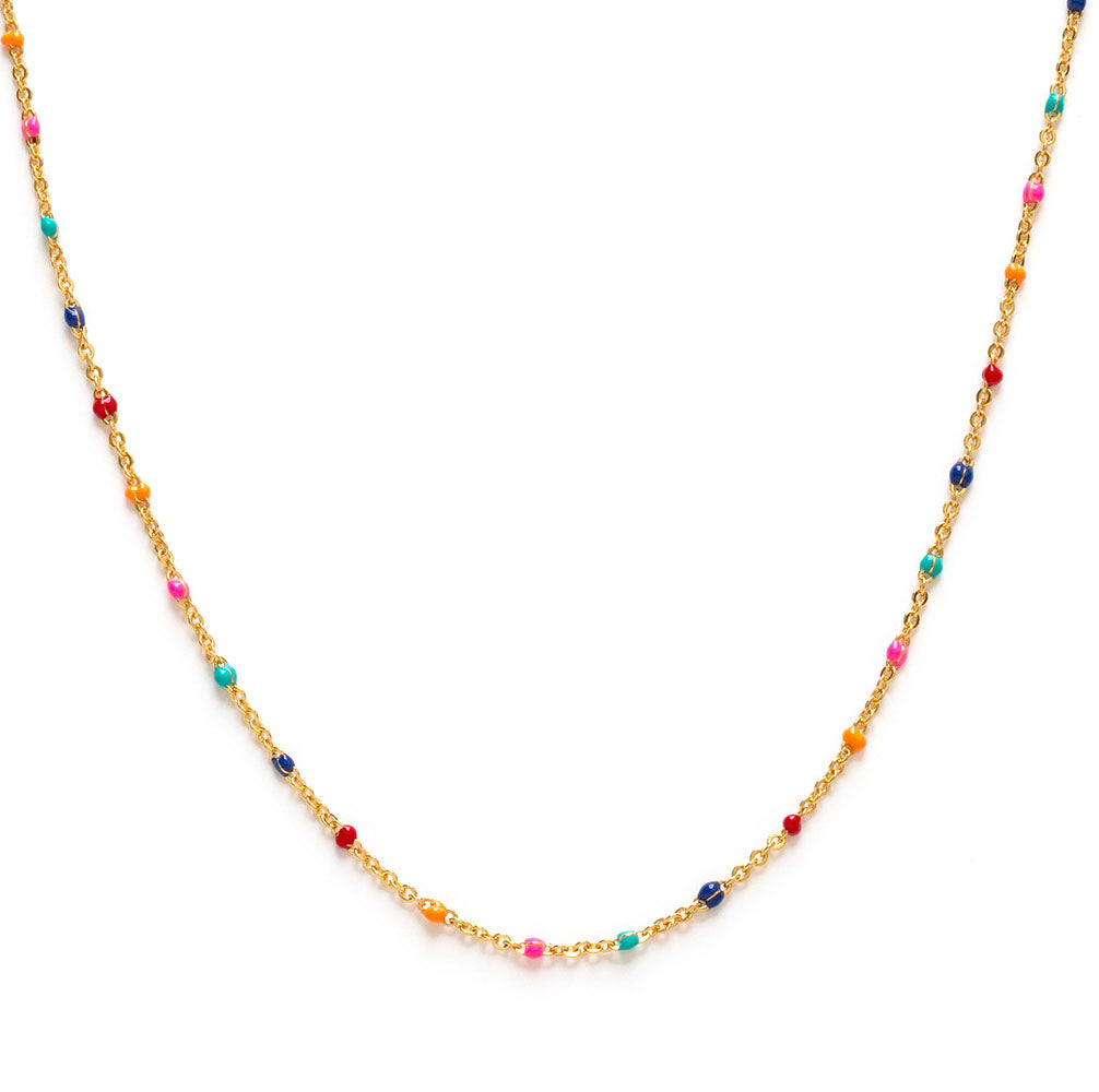 Colorful Beaded Chain Necklace