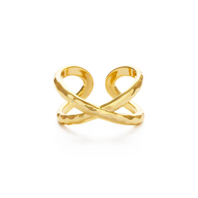 Cross Over Hammered Ring