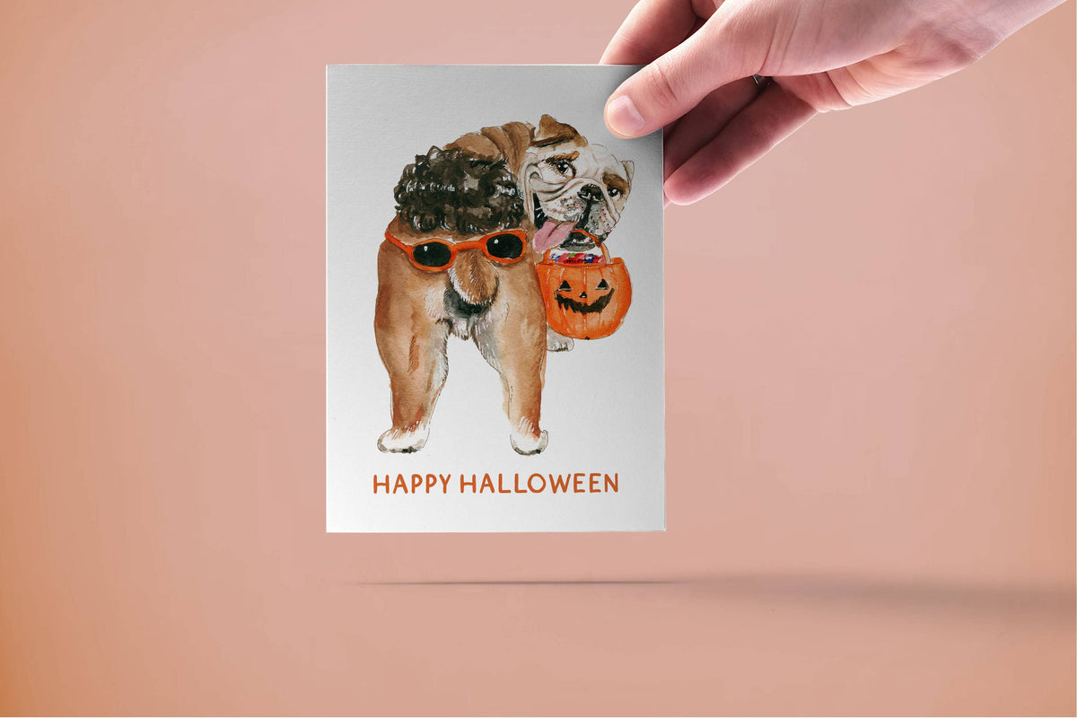 Bulldog Trick Halloween Card
