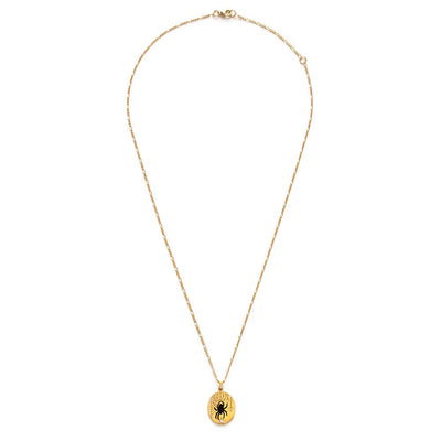 Black Spider Pendant Necklace