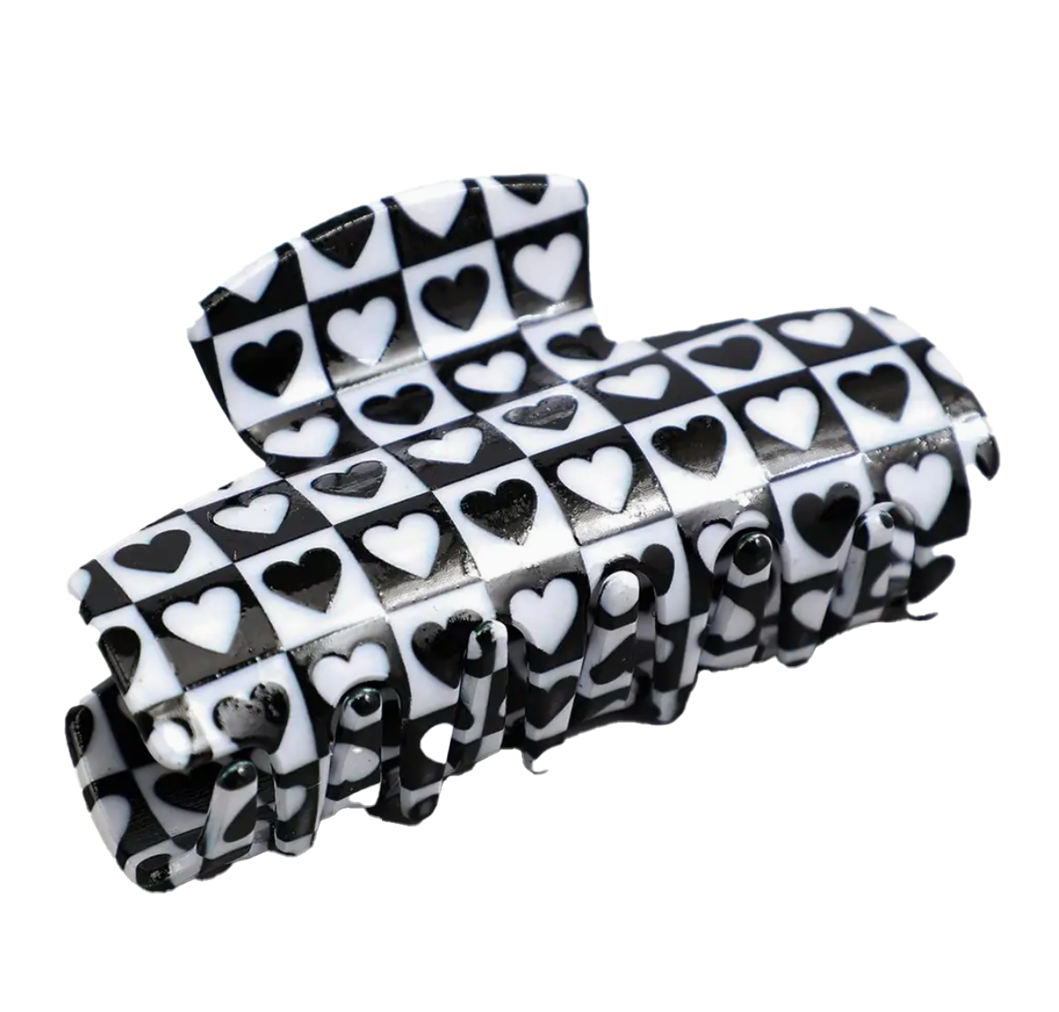 Black and White Heart hair claw