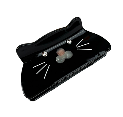 Cat Rhinestone Black Hair Claw