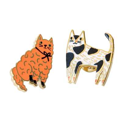 Mismatched Cats stud earrings