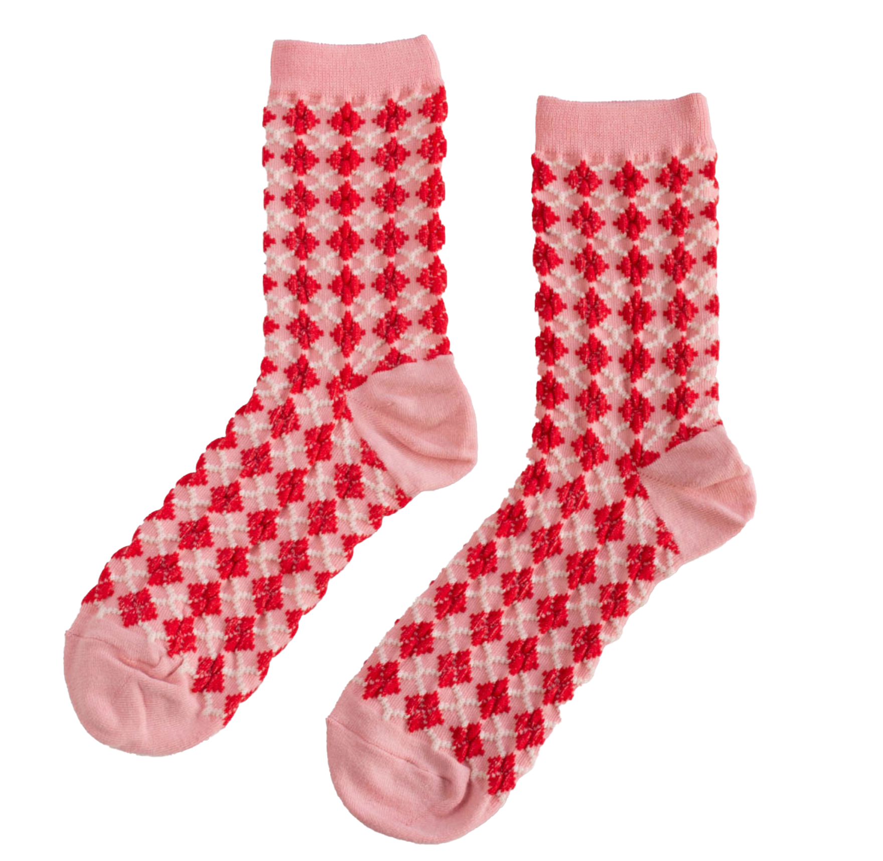 Check socks - Pink & Red